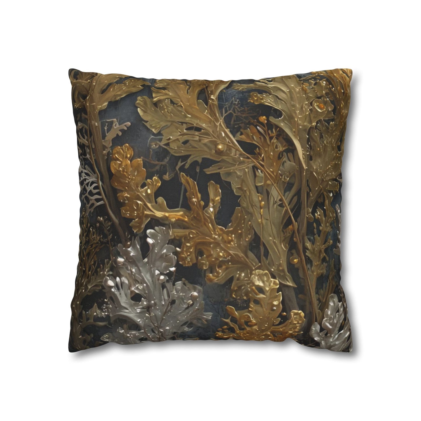 Elegant Gold and Silver Sea Moss Decorative Pillowcase