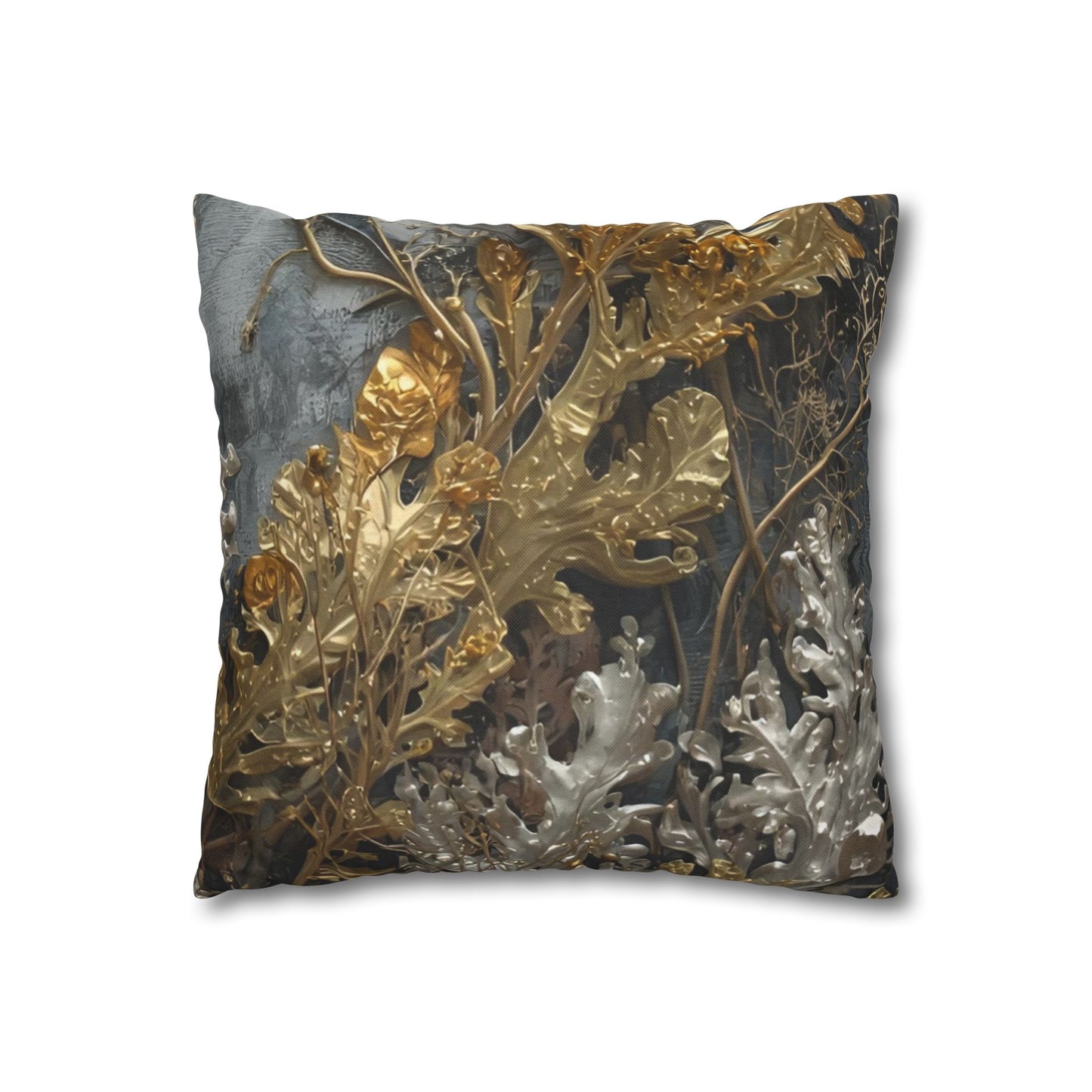 Elegant Gold and Silver Sea Moss Decorative Pillowcase