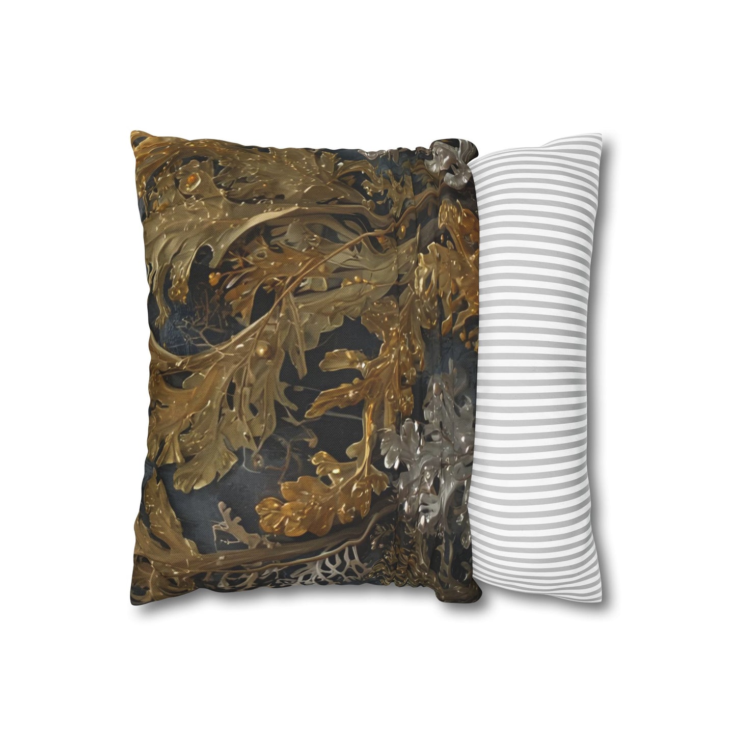 Elegant Gold and Silver Sea Moss Decorative Pillowcase
