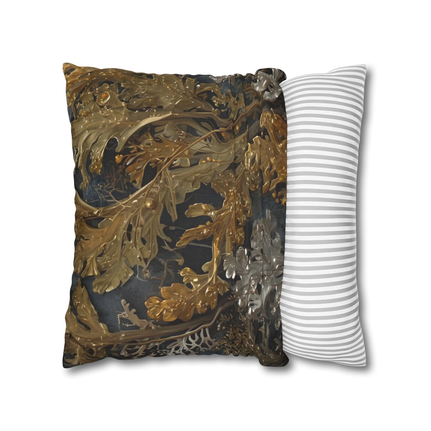 Elegant Gold and Silver Sea Moss Decorative Pillowcase