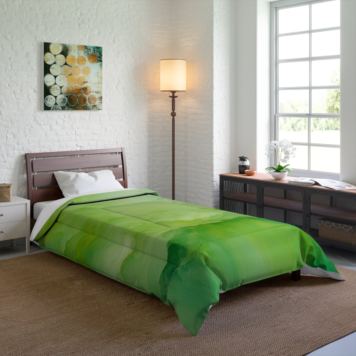 Tranquil Green Abstract Comforter