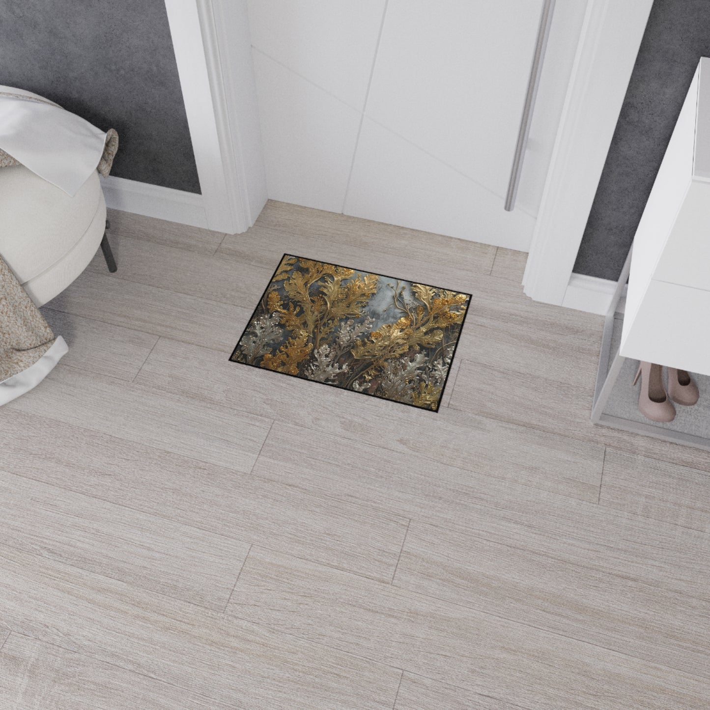 Elegant Sea Moss Rug Floral Heavy Duty Floor Mat
