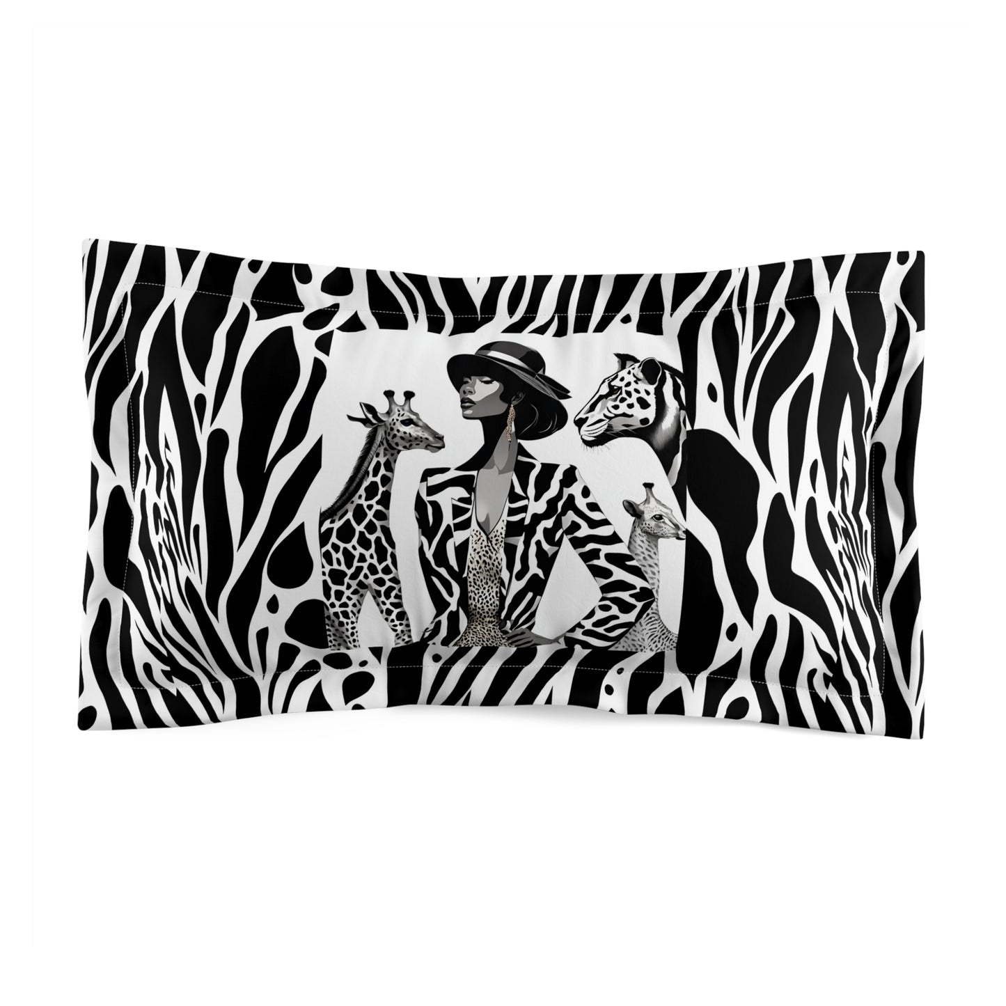 Black and White Zebra Girly Pillow Sham