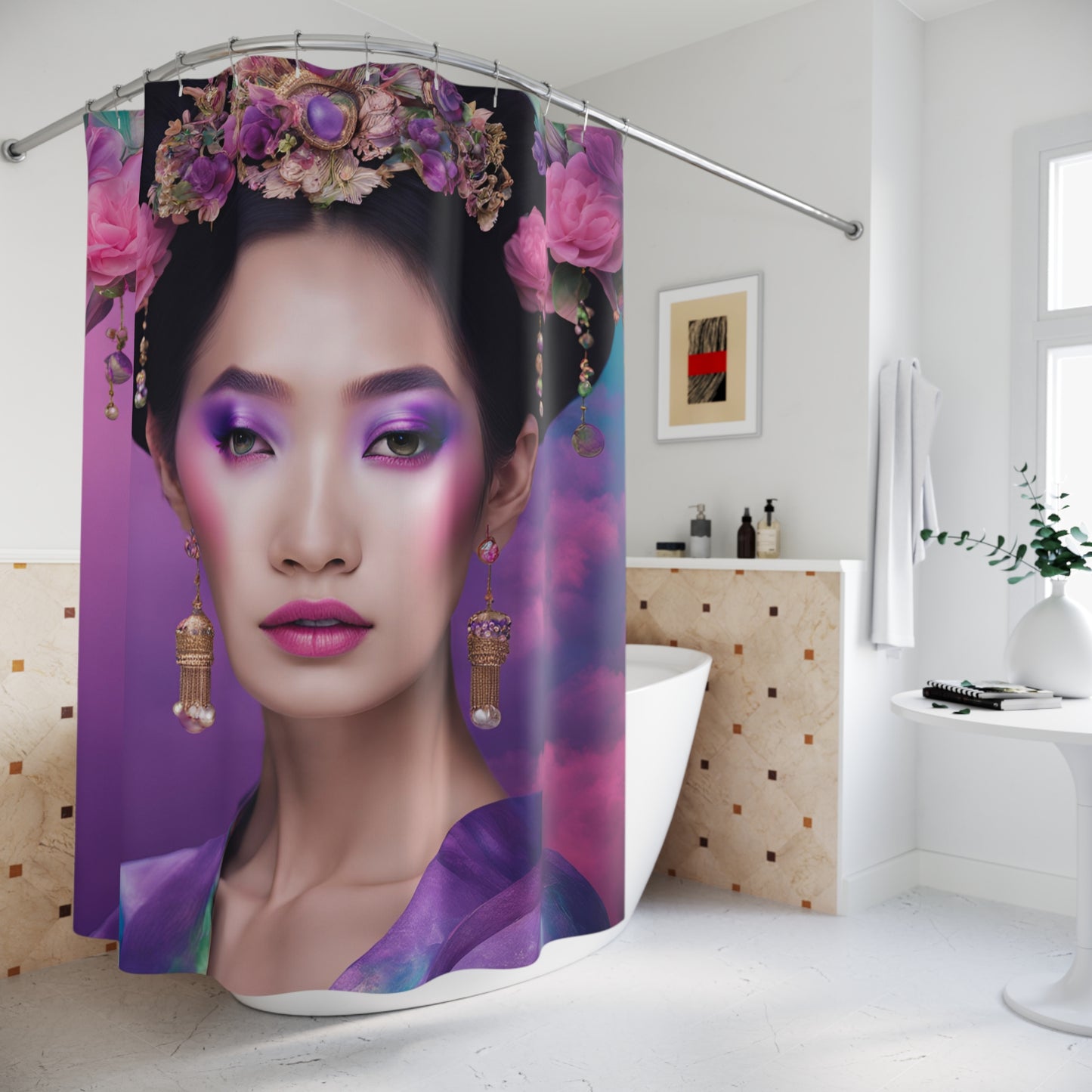 Elegant Floral Goddess Shower Curtain