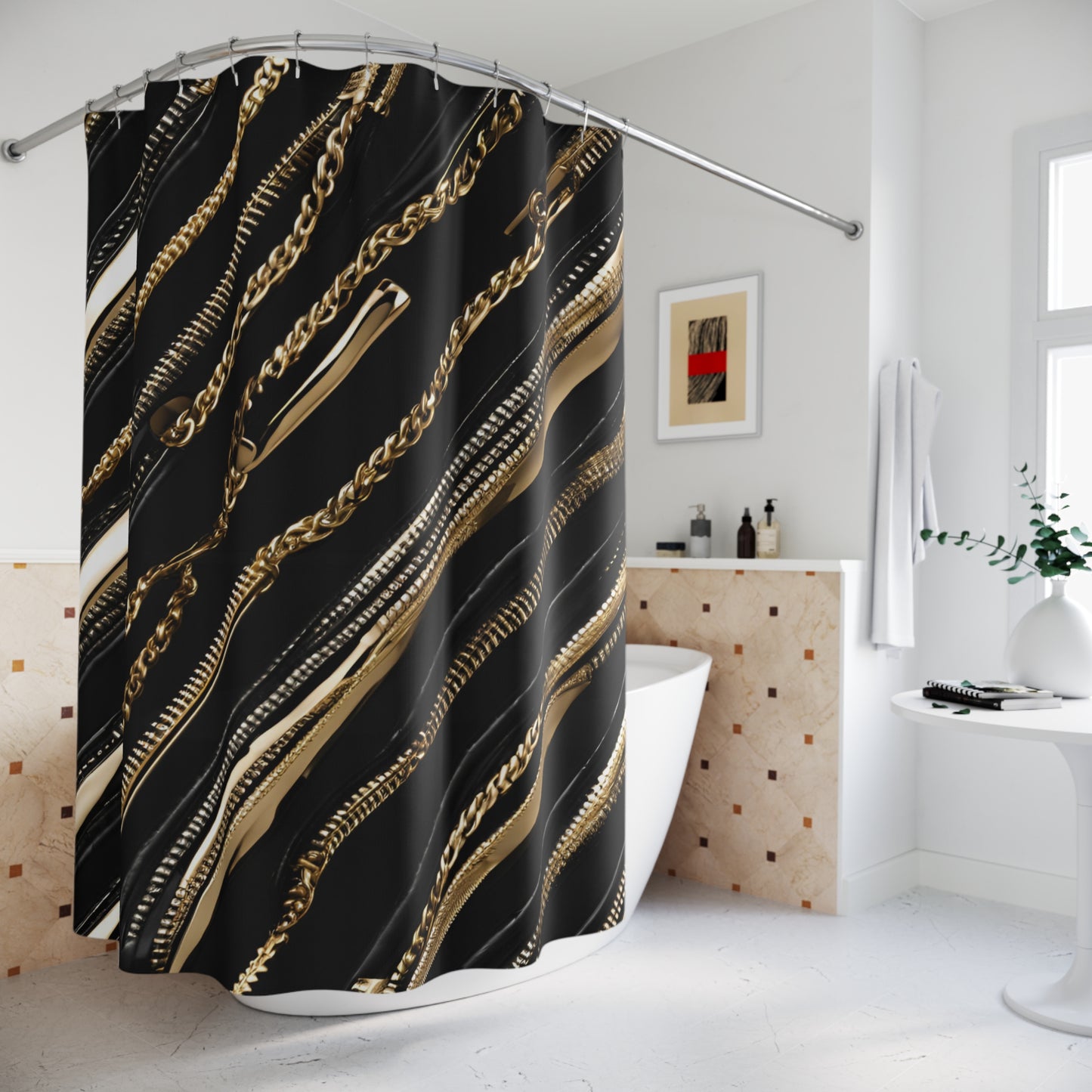Glamorous Gold Chain Shower Curtain