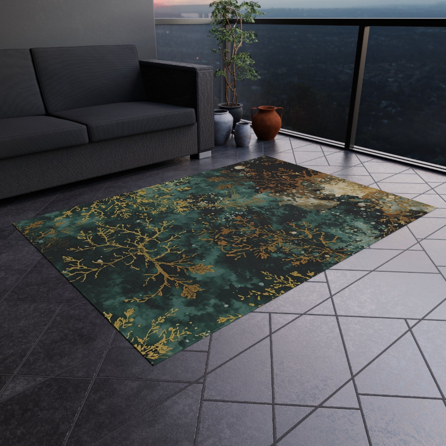 Elegant Sea Moss Bohemian Indoor/Outdoor Rug