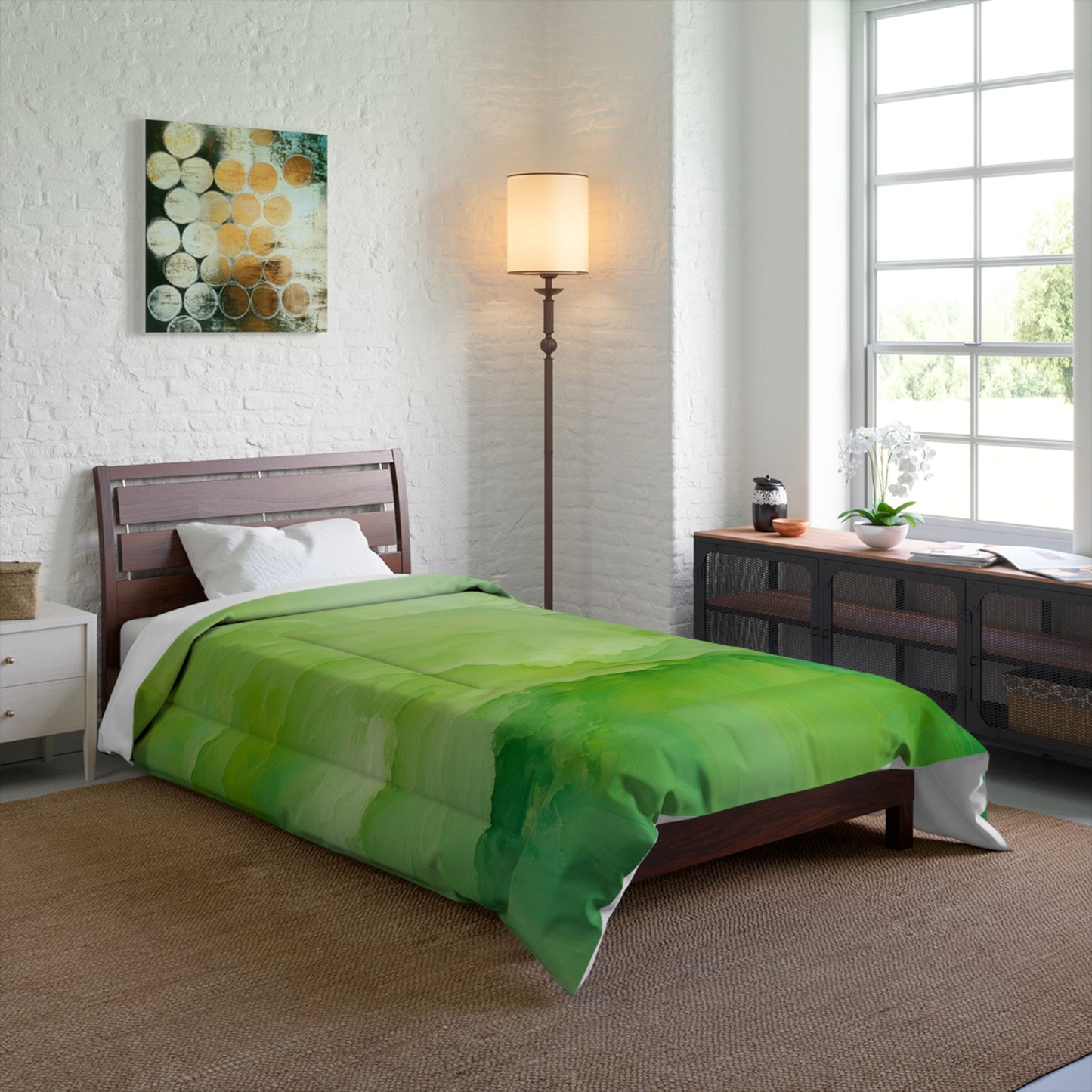 Tranquil Green Abstract Comforter