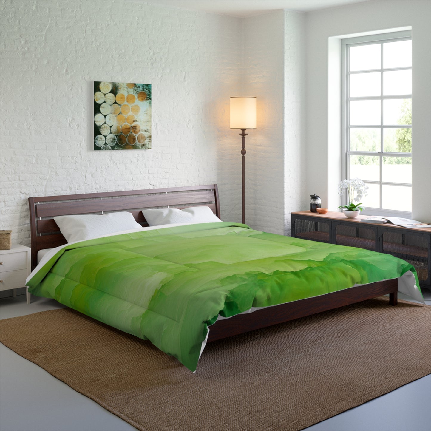 Tranquil Green Abstract Comforter