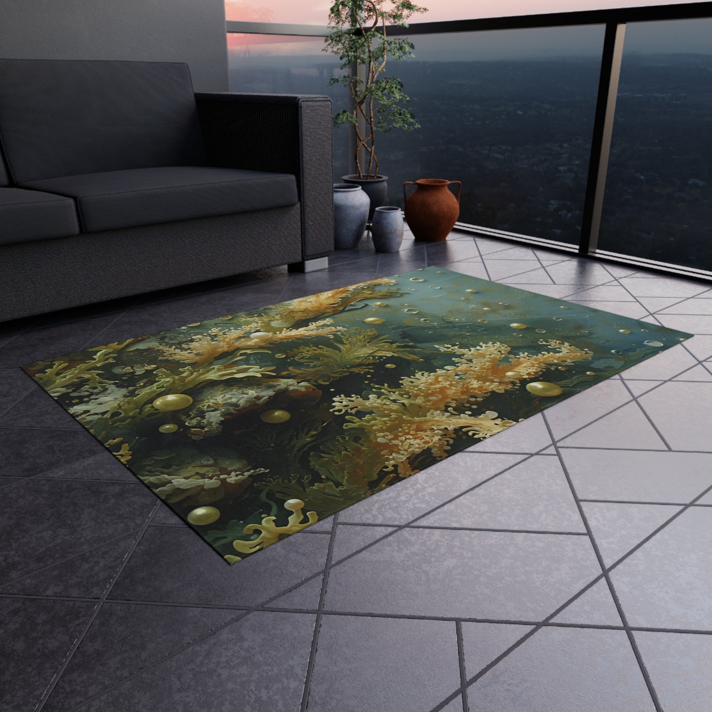 Elegant Sea Moss Rug- Coastal Outdoor Rug