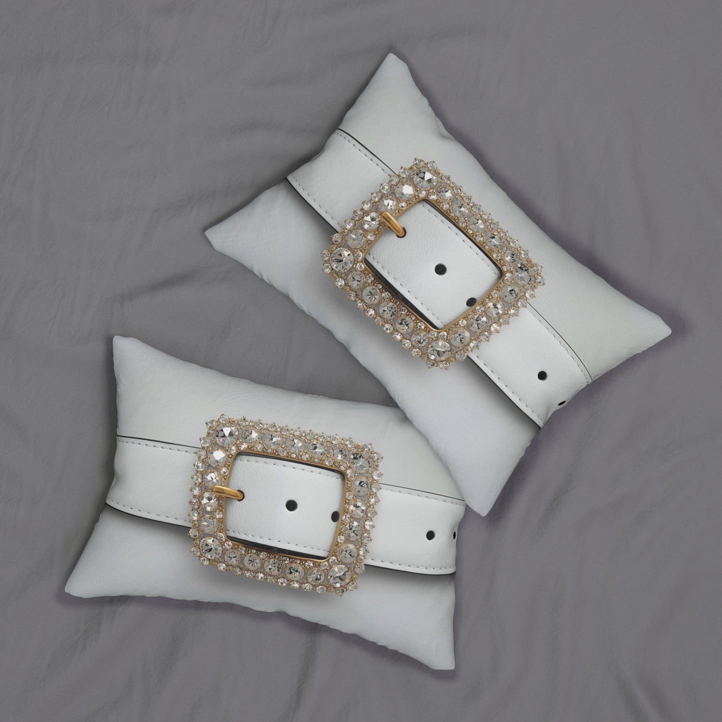 Elegant Belt Buckle Lumbar Pillow, Chic Home Decor, Bed and Couch Cushion, Statement Throw Pillow, Gift for Fashion Lovers