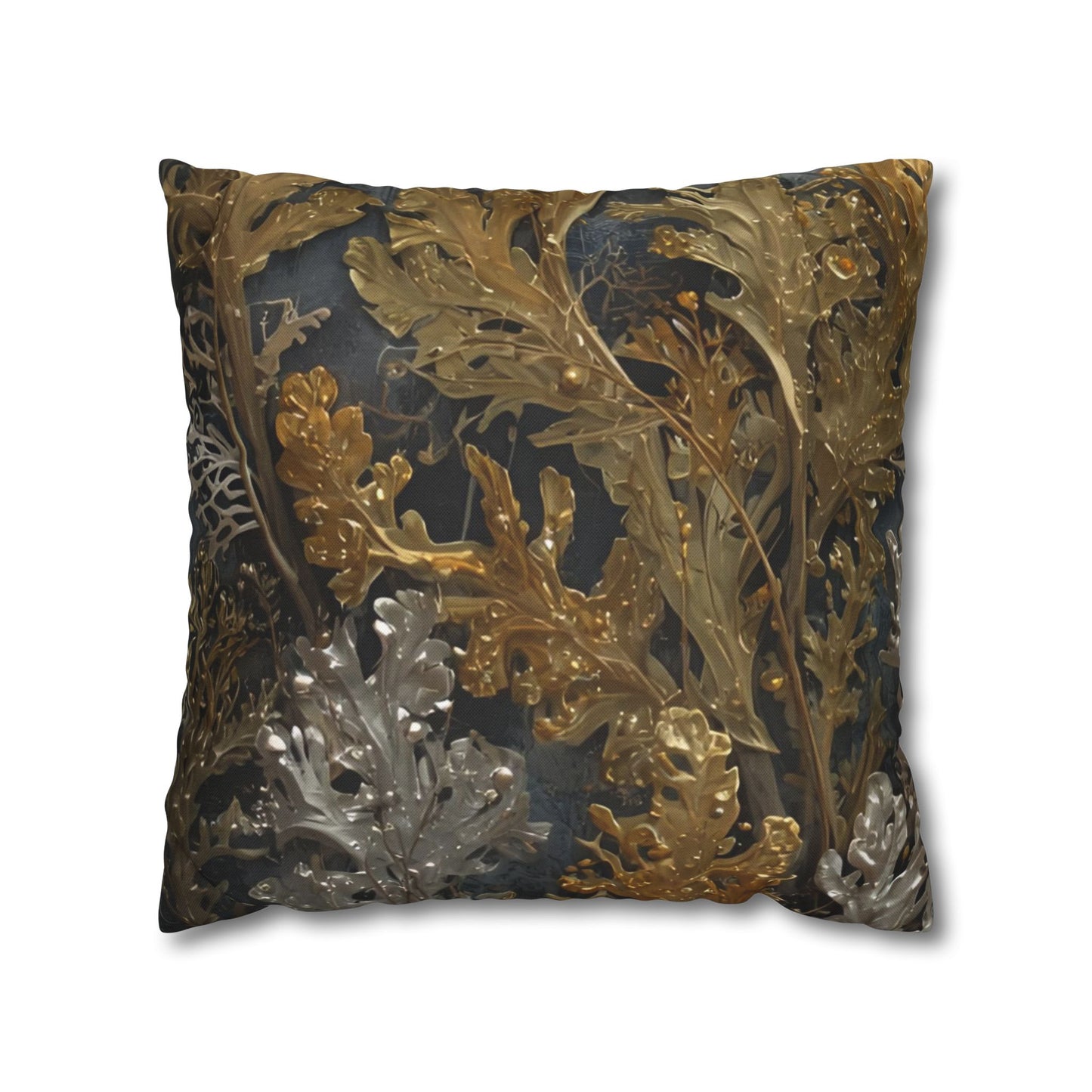 Elegant Gold and Silver Sea Moss Decorative Pillowcase