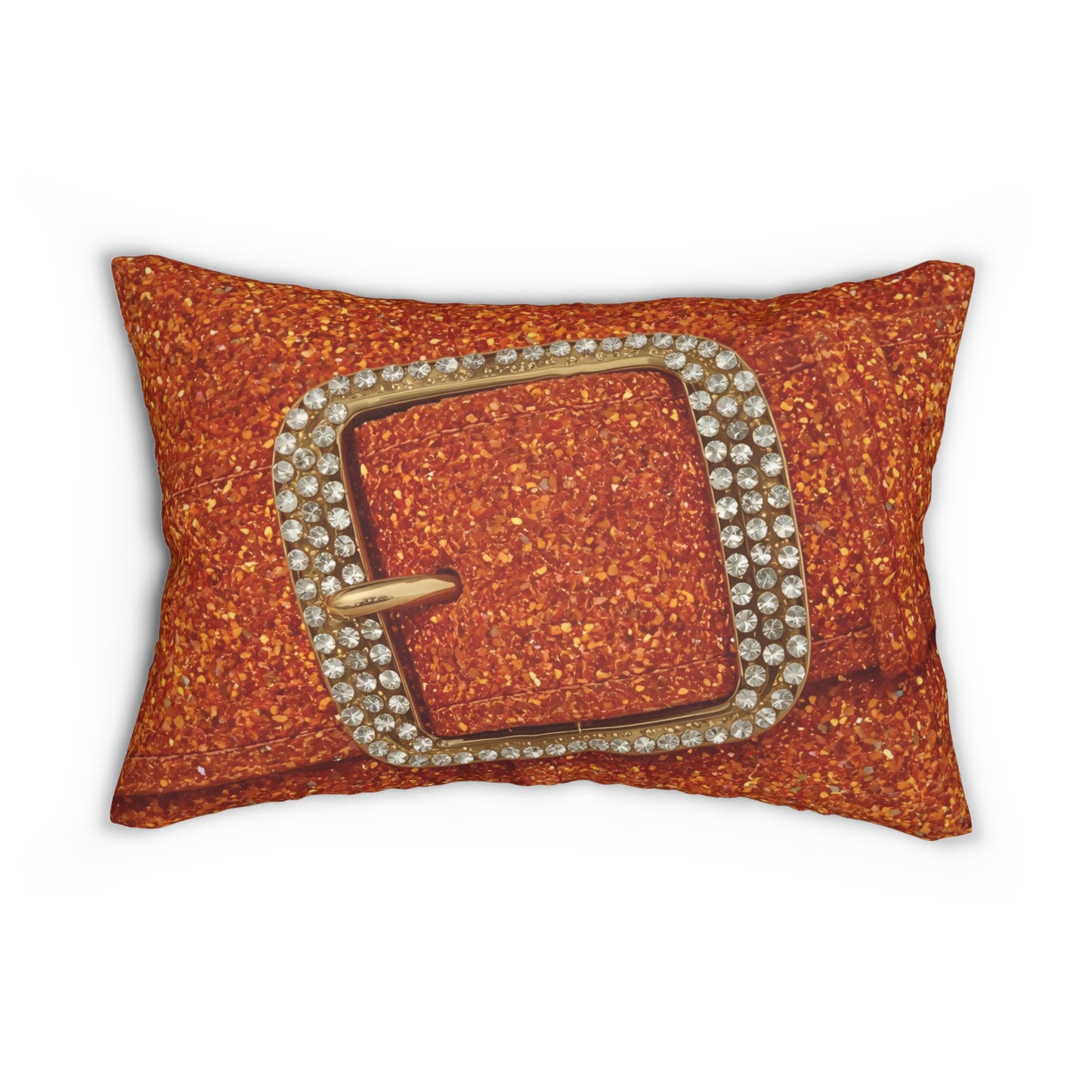 Glamorous Orange Glitter Sparkle Lumbar Pillow