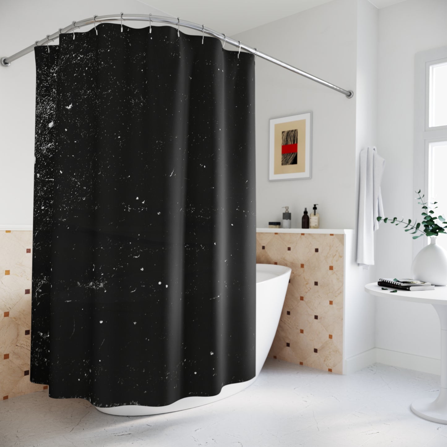 Elegant Black Blast Abstract Shower Curtain