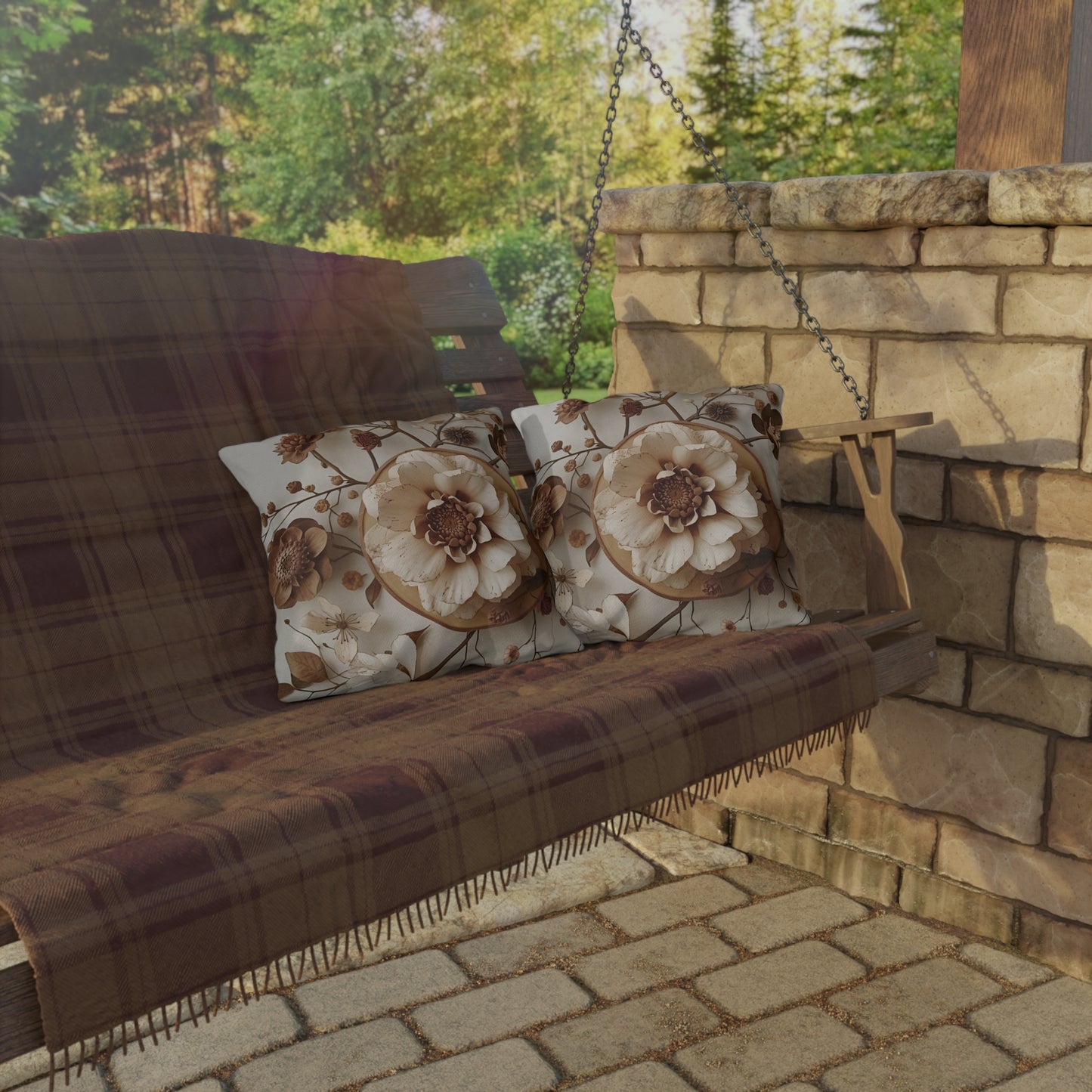 Vintage Floral Outdoor Pillow