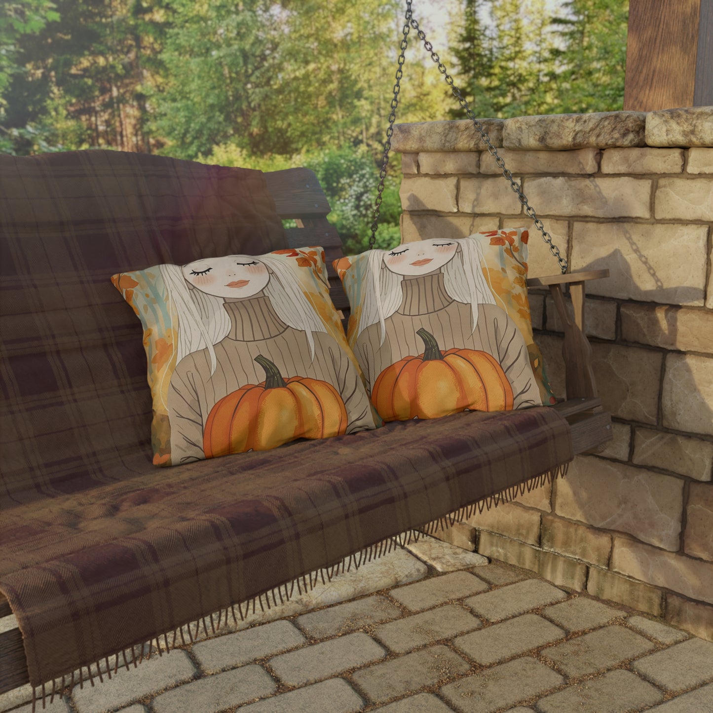 Blonde Autumn Outdoor Pillows
