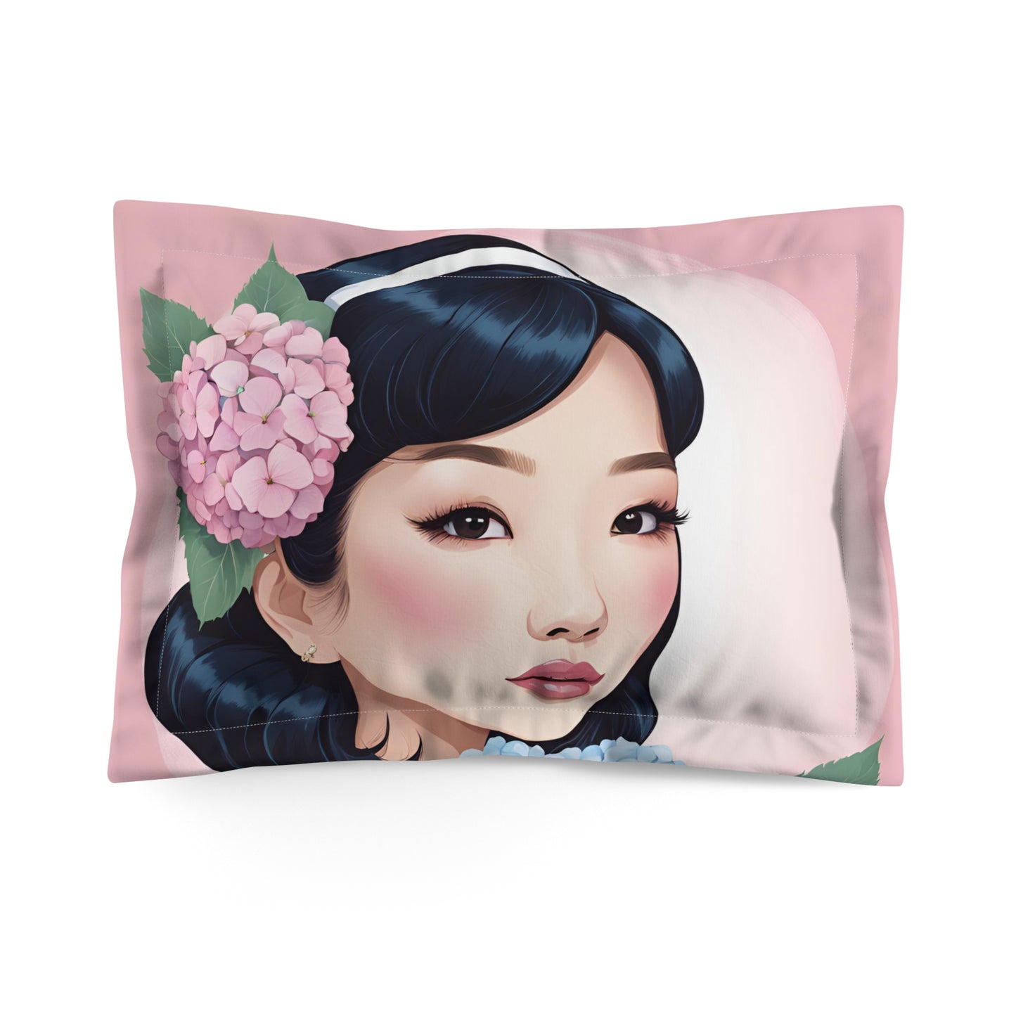 Elegant Portrait Floral Pillow Sham