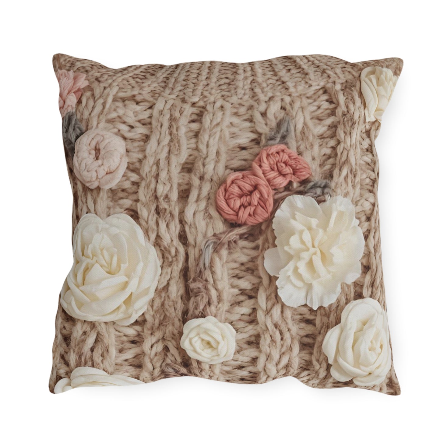 Cottage Rose Knit Outdoor Pillows
