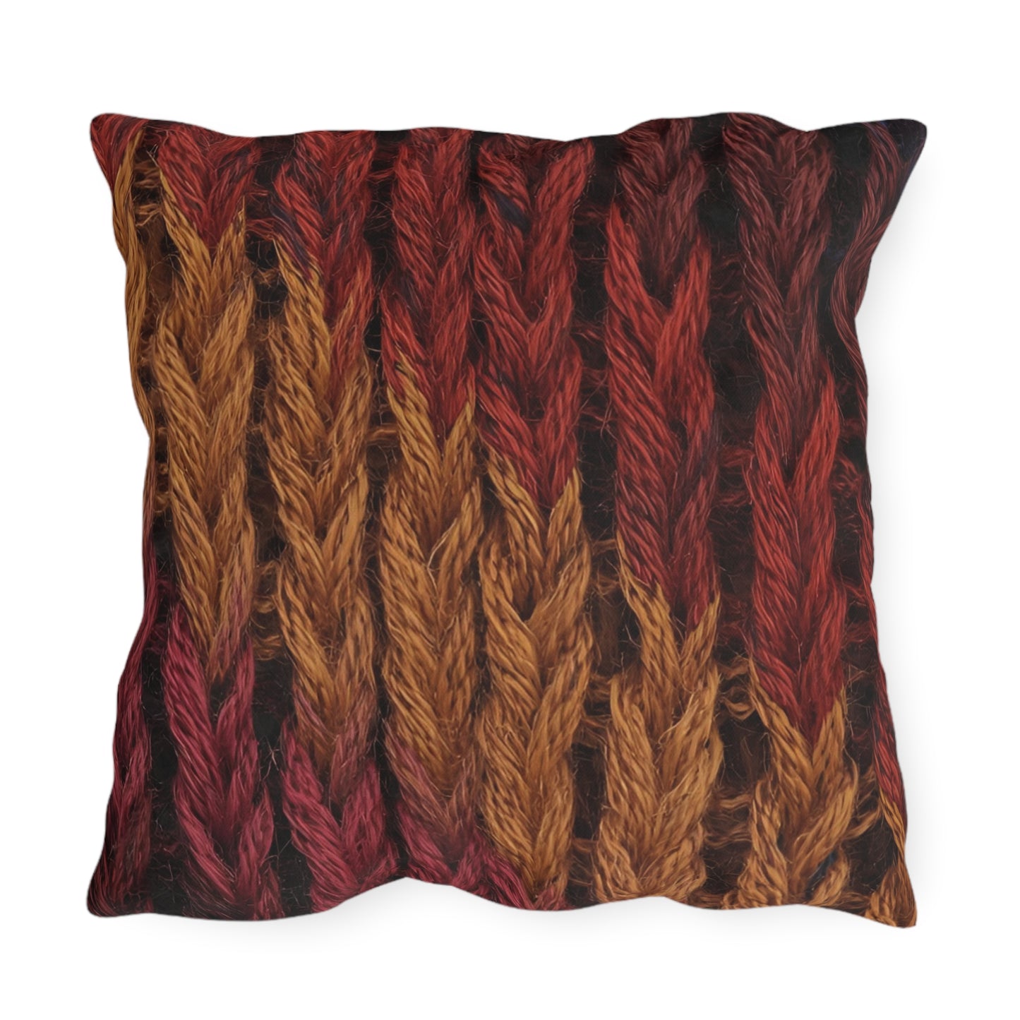 Cozy Fall Knit Square Outdoor Pillow