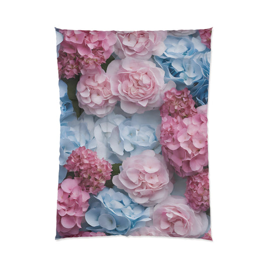 Pink and Blue Floral Comforter Set