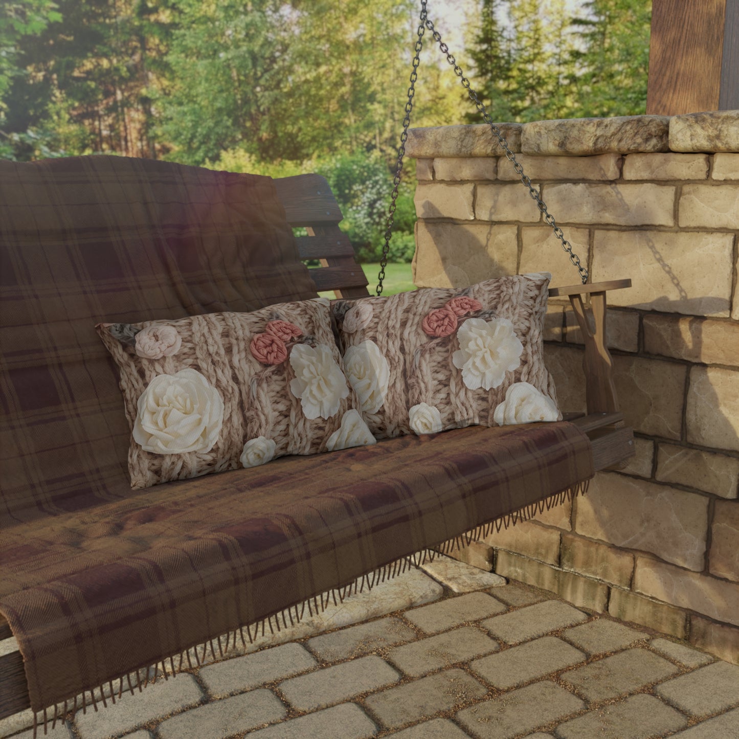 Cottage Rose Knit Outdoor Pillows