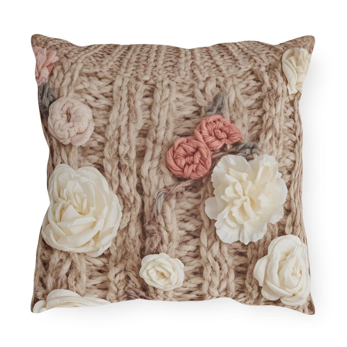 Cottage Rose Knit Outdoor Pillows