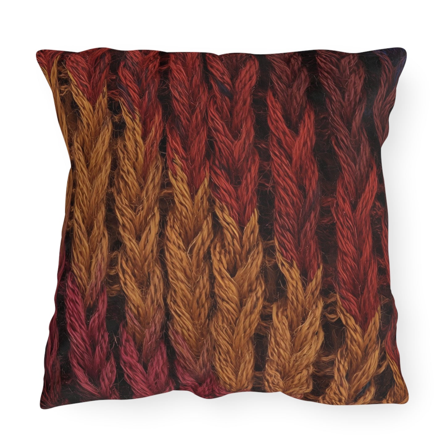 Cozy Fall Knit Square Outdoor Pillow