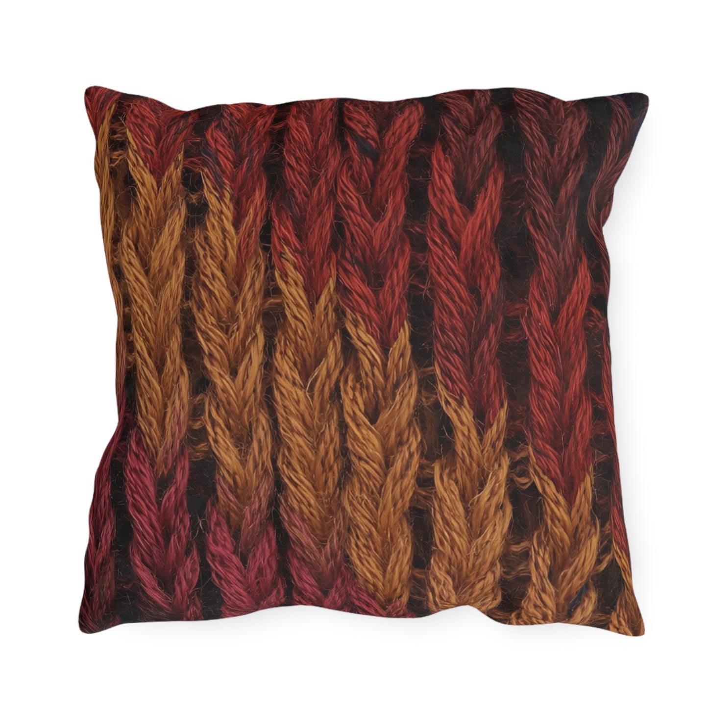 Cozy Fall Knit Square Outdoor Pillow