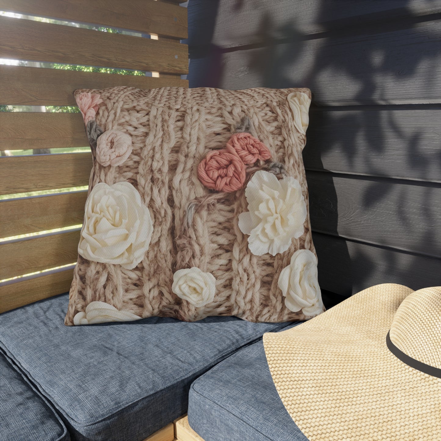 Cottage Rose Knit Outdoor Pillows