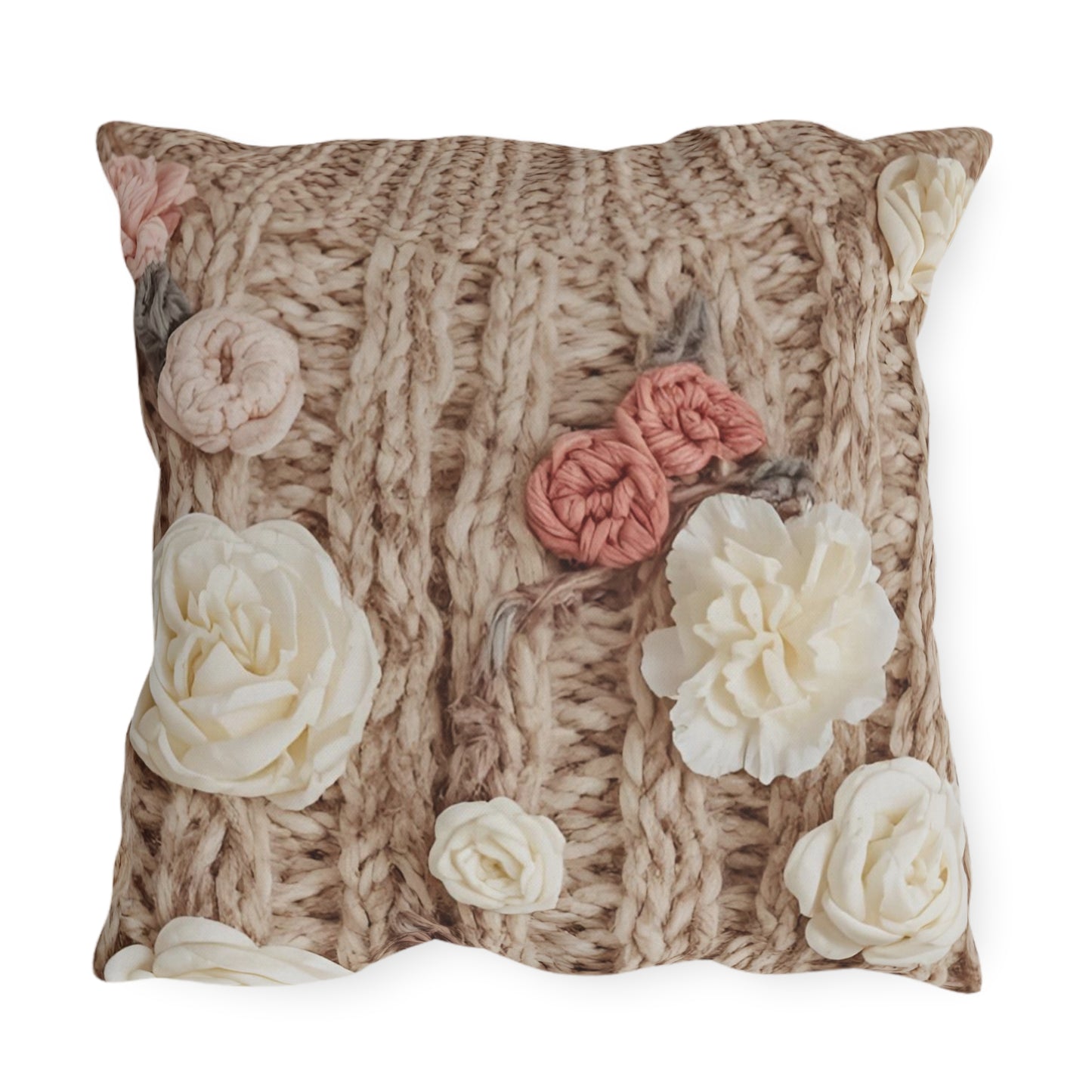 Cottage Rose Knit Outdoor Pillows