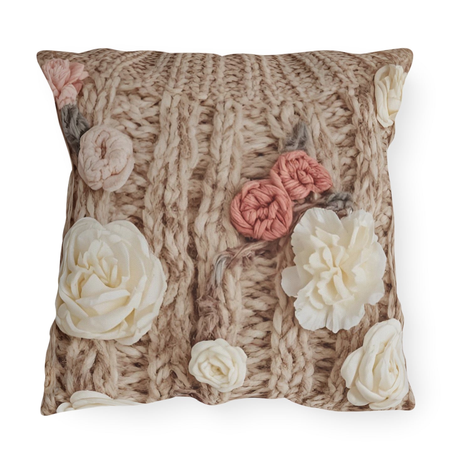 Cottage Rose Knit Outdoor Pillows