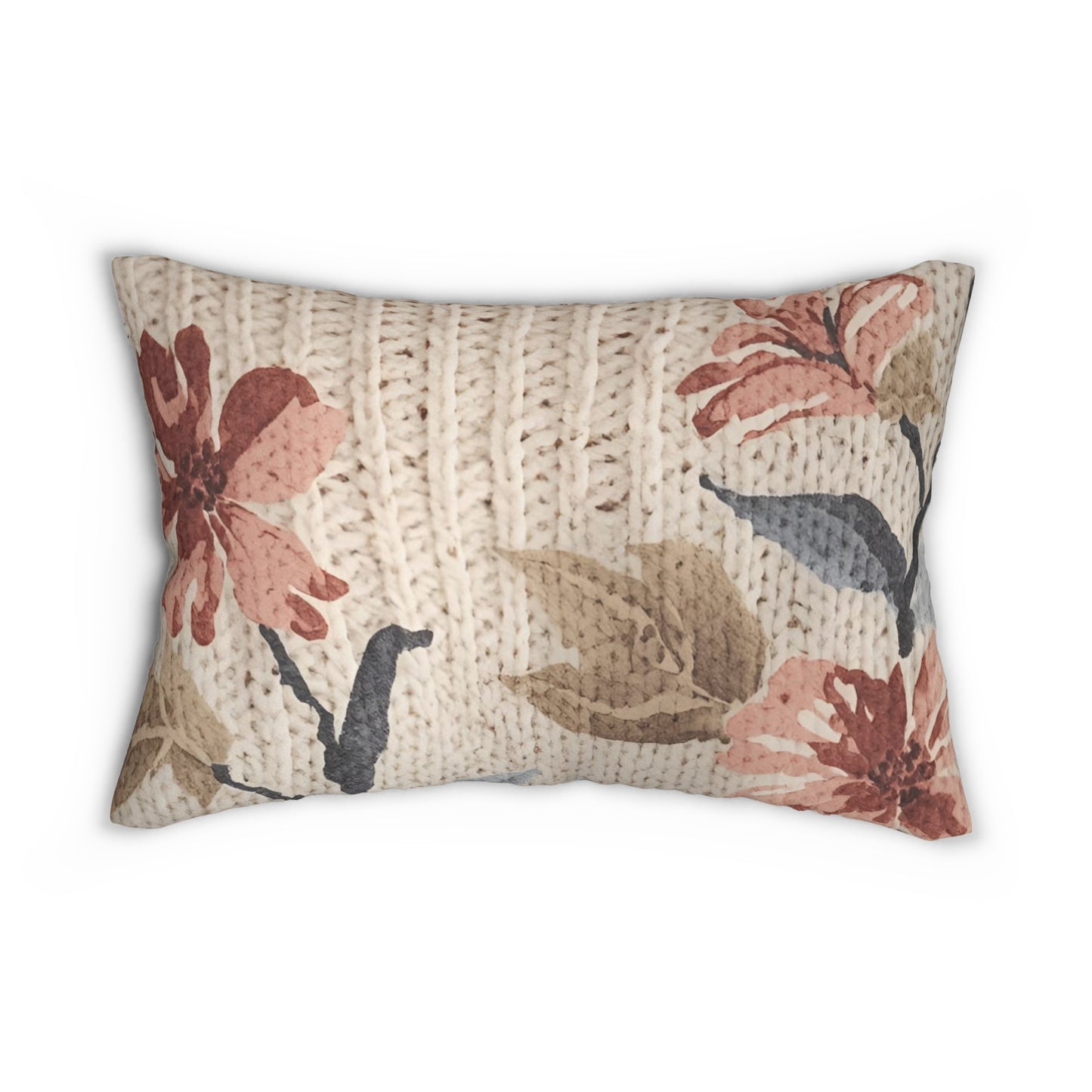 Cottage Rose Knit Lumbar Pillow