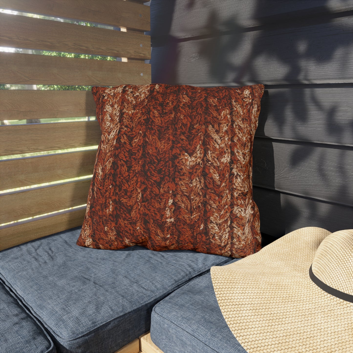 Autumn Knit Pattern Outdoor Pillows