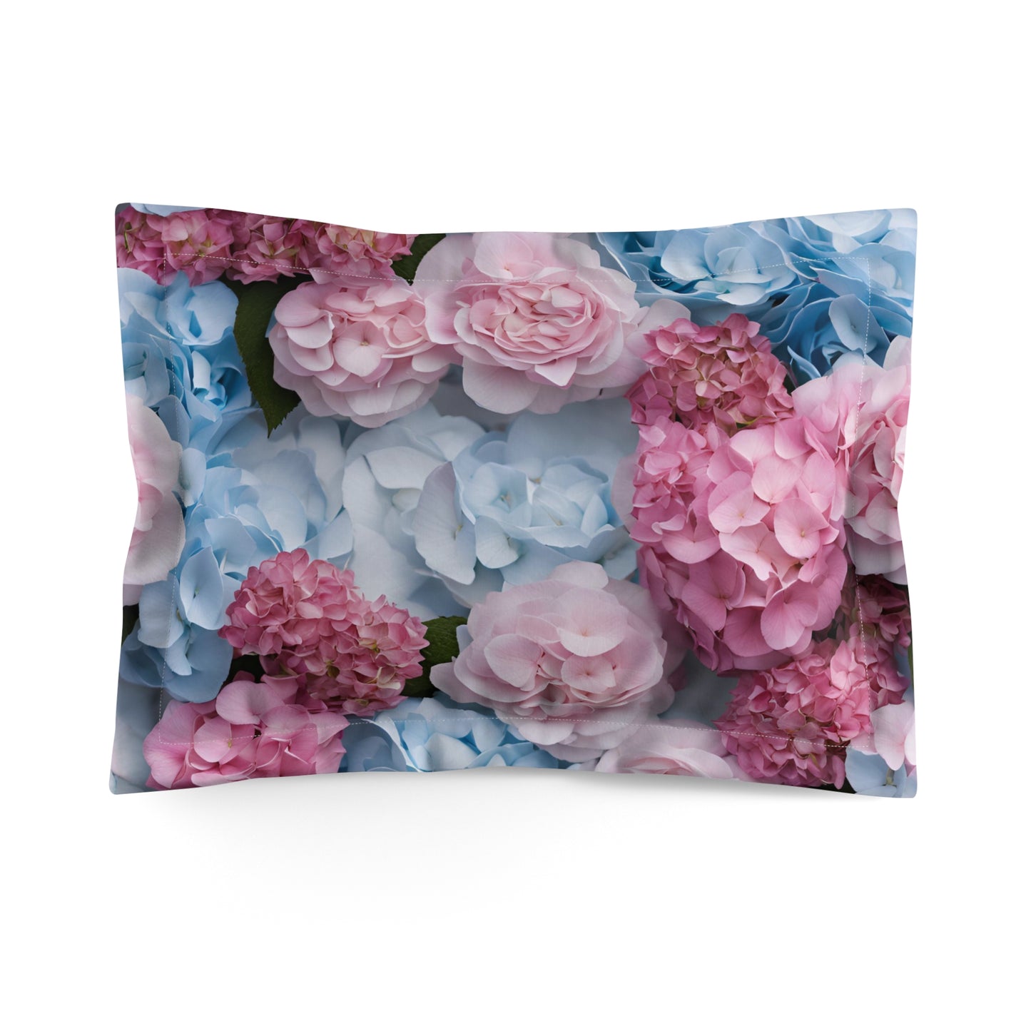 Pink and Blue Floral Microfiber Pillow Sham