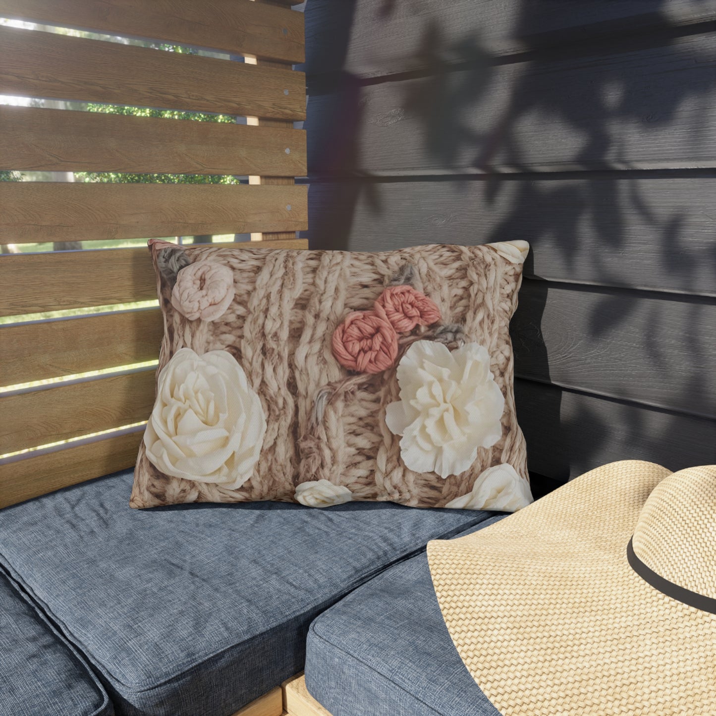 Cottage Rose Knit Outdoor Pillows