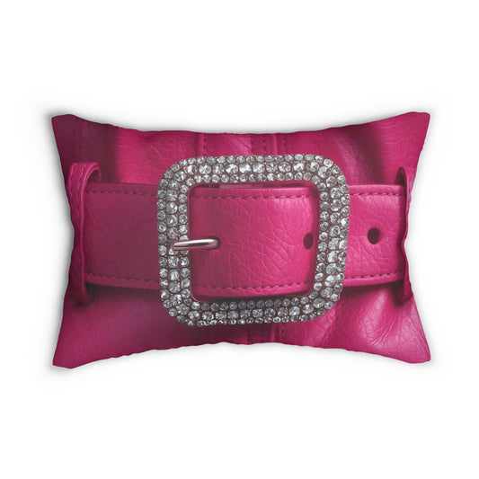 Glamorous Pink Belt Lumbar Pillow, Cubicle Decor, Couch Accessory, Gift for Fashion Lovers, Book Nook Pillow