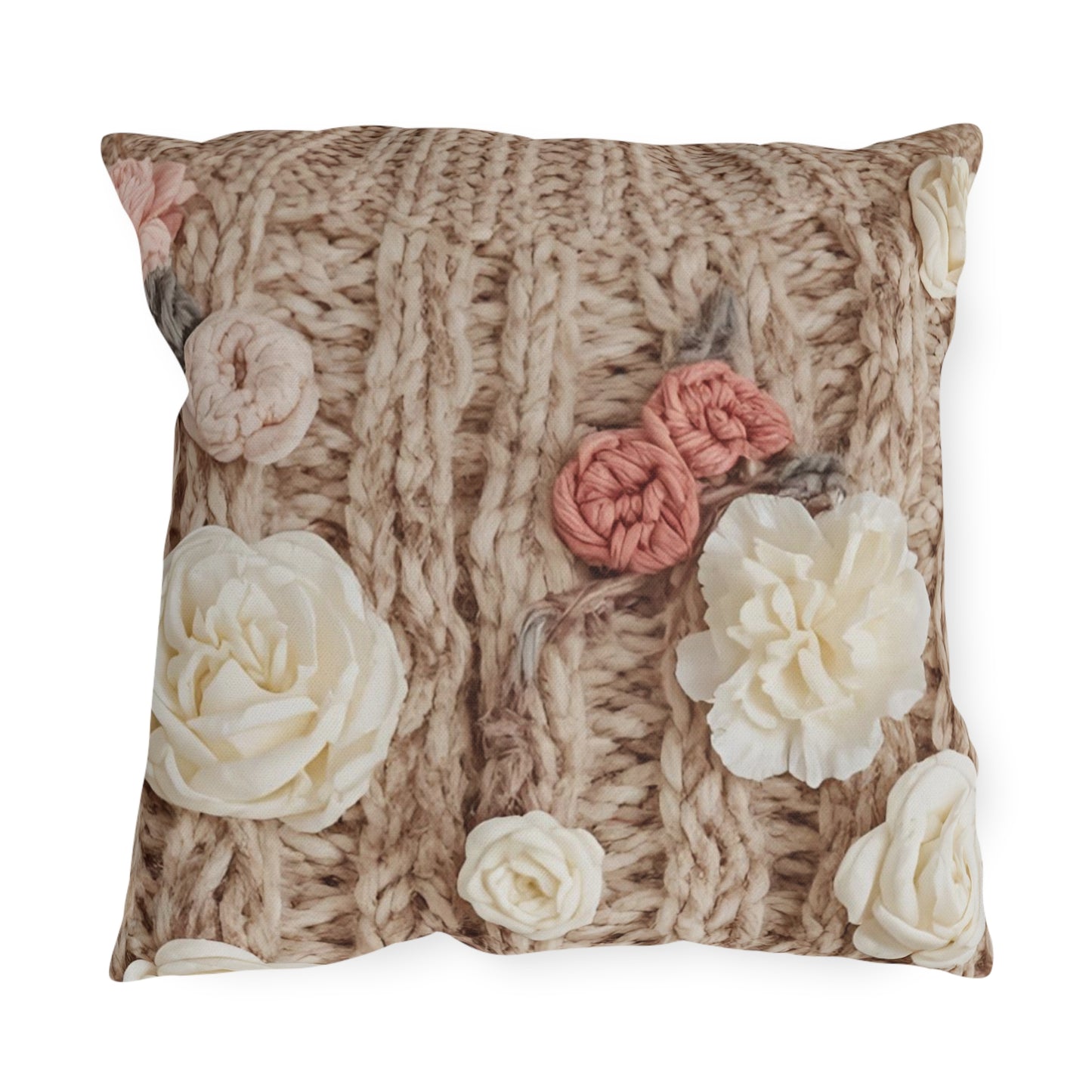 Cottage Rose Knit Outdoor Pillows