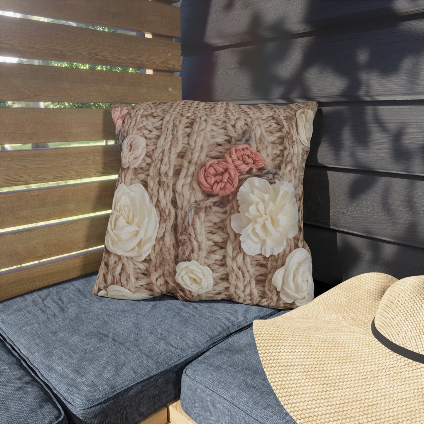 Cottage Rose Knit Outdoor Pillows