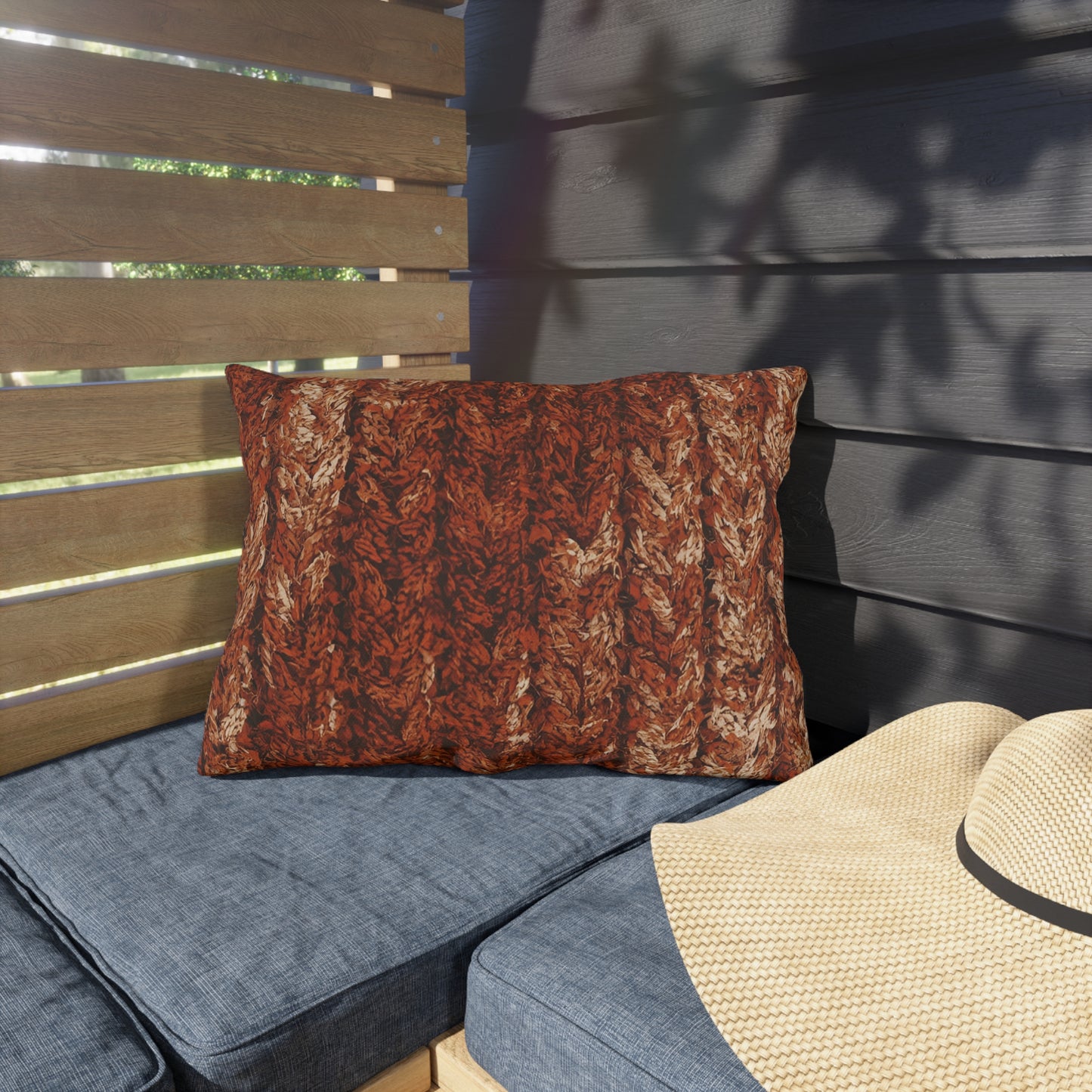 Autumn Knit Pattern Outdoor Pillows