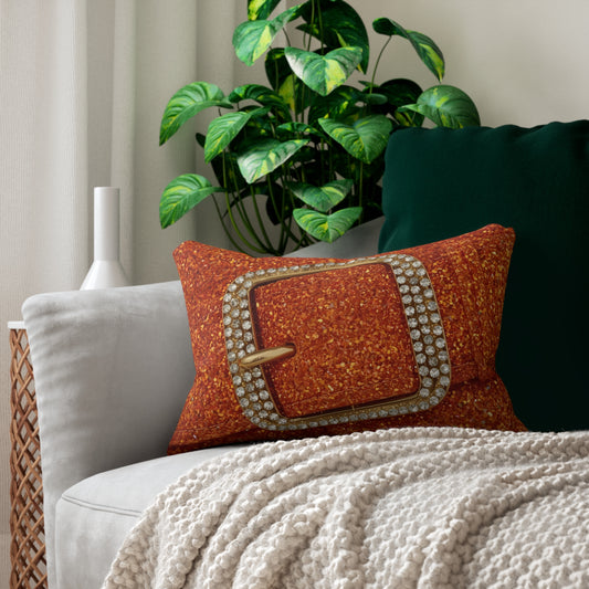 Glamorous Orange Glitter Sparkle Lumbar Pillow