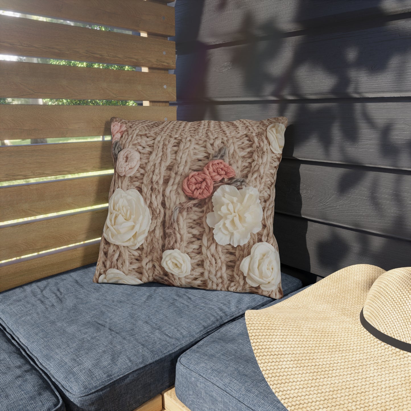Cottage Rose Knit Outdoor Pillows