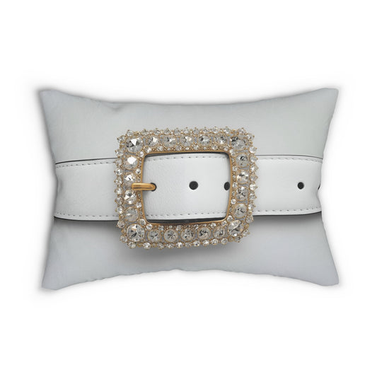 Elegant Belt Buckle Lumbar Pillow, Chic Home Decor, Bed and Couch Cushion, Statement Throw Pillow, Gift for Fashion Lovers