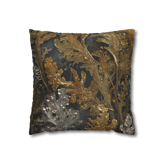 Elegant Gold and Silver Sea Moss  Decorative Pillowcase