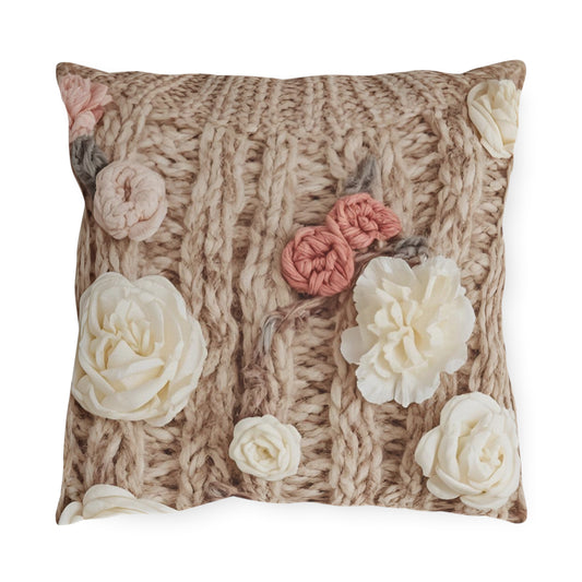 Cottage Rose Knit Outdoor Pillows