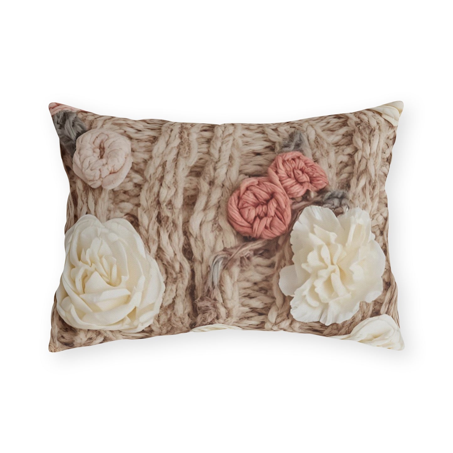 Cottage Rose Knit Outdoor Pillows