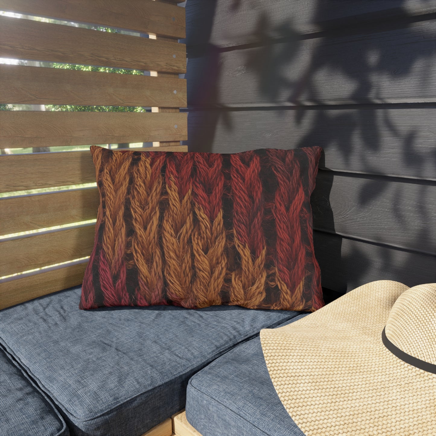 Cozy Fall Knit Square Outdoor Pillow