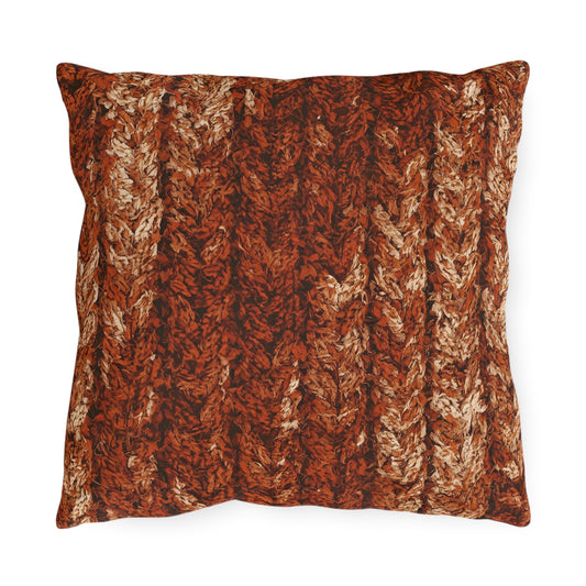 Autumn Knit Pattern Outdoor Pillows
