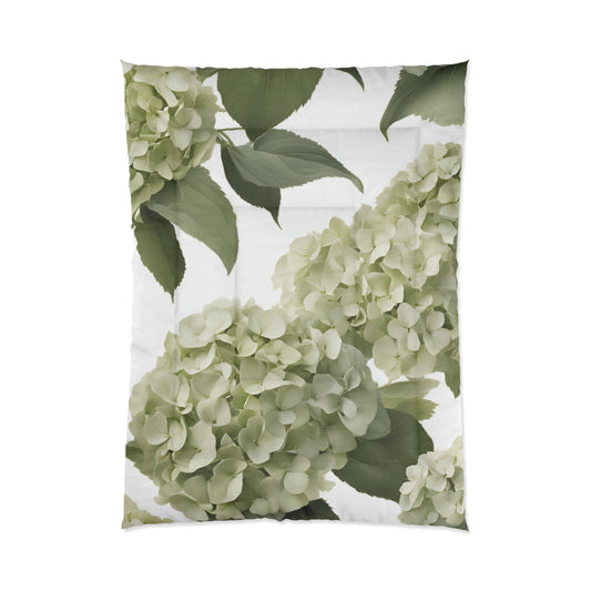 White Hydrangea Botanical Comforter