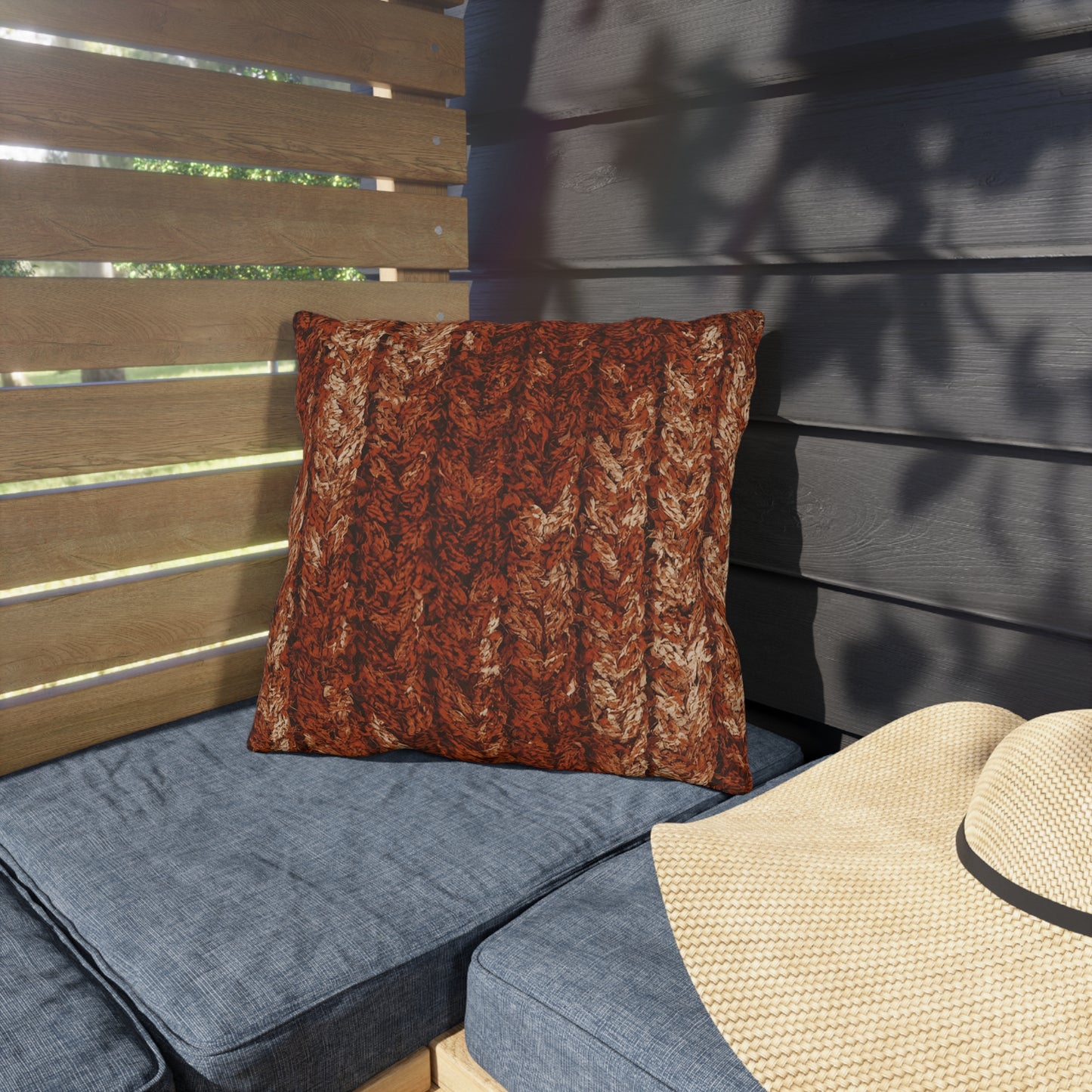 Autumn Knit Pattern Outdoor Pillows