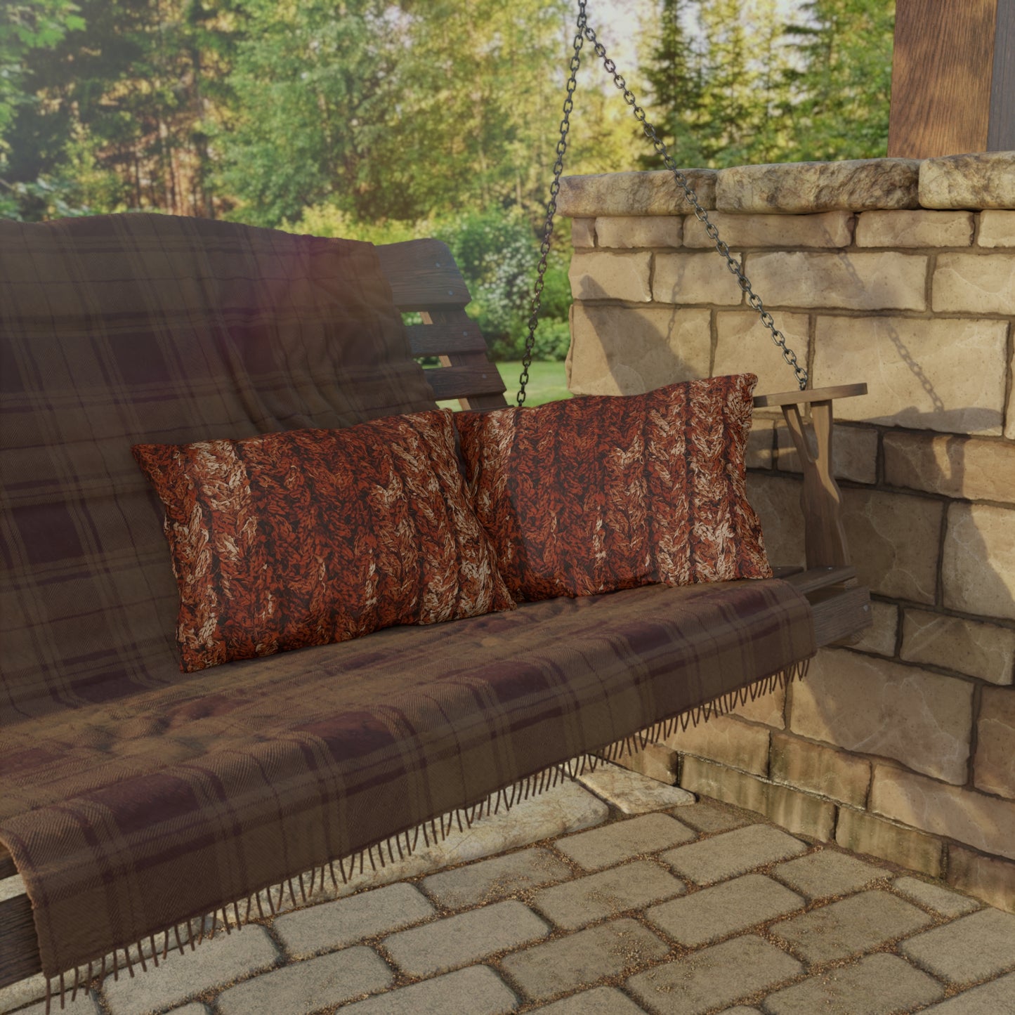 Autumn Knit Pattern Outdoor Pillows