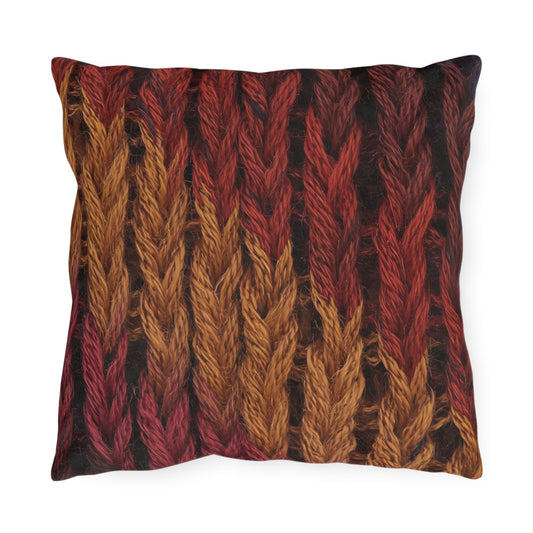 Cozy Fall Knit Square Outdoor Pillow